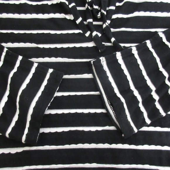 Balance Collection Dress Size Large Black White Scalloped Stripe Size 3/4 Sleeve - Picture 6 of 8